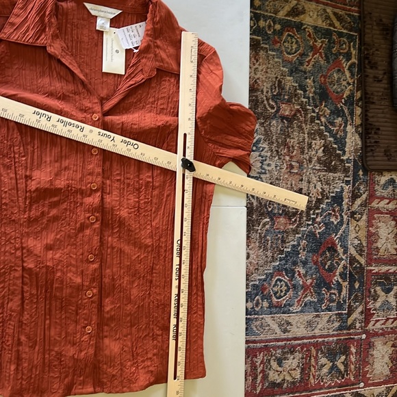Christopher & Banks size med rust color button down, top three-quarter sleeve - Picture 15 of 15